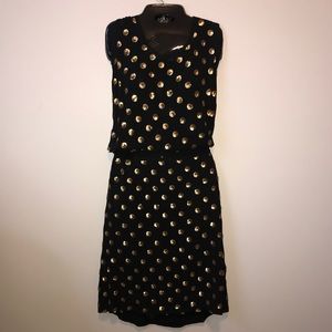 NWT SUNO Dot Sequin Silk Dress Black Size 2